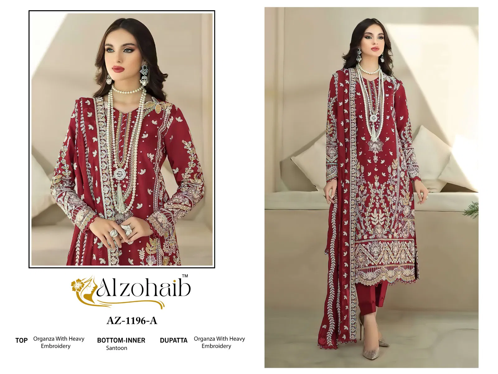 Safa Vol 1 By Alzohaib Organza Pakistani Wholesale Salwar Suits In India
